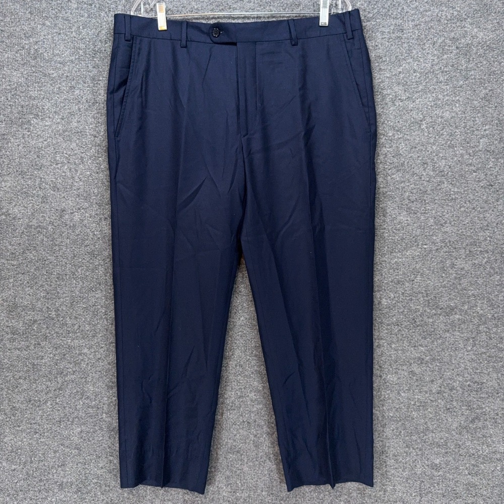 Neiman Marcus Dress Pants Men 36 Blue Loro Piana Wool Flat Chino Trousers Luxury